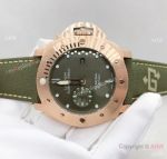 Copy Panerai Luminor Submersible Men Watch Green Face Green Leather Strap